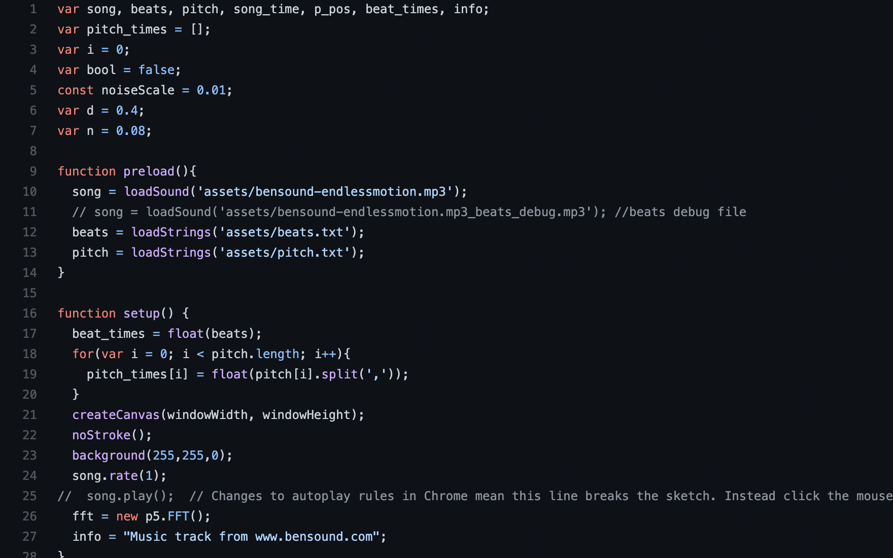 Audio analysis with python and p5js